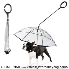 China Ready To Ship: dog leashes umbrella Anti-Drop Reverse open Inverted Umbrella for Pets leash C shape handle umbrella supplier
