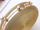 Ready To Ship: Novelty Ladies Purses Metal Chains Straps PU Leather Woven Disk Shape Handbag Women Evening Bags supplier
