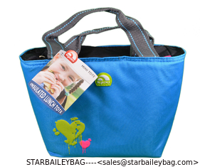 China insulated cooler handbags Igloo Mini Tote Insulated Lunch Cooler Bag Blue With Green Heart food cooler bag supplier