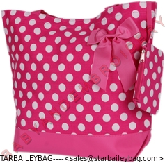 China Tote Bag Purse Pink White Dots Embroidery Option supplier
