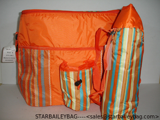 China Insulated 2 Piece Orange collapsible cooler bag Striped Cooler & Thermos Bags NEW Great for Beach camping supplier