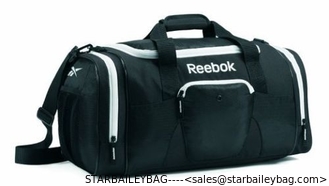China polyester 21" Duffel Travel Gym Sport Bag - Black / White New travel shoes bag supplier