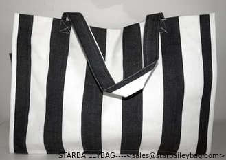 China BEACH TOTE BAG LARGE SHOPPING OVERNIGHT BAG BLACK & WHITE supplier