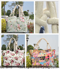 China womens Lady's canvas Cotton Beach Bag shopping Tote Bag School Bag Rope Handle supplier