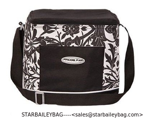 China NEW Fridge Pak Black White Floral Print Insulated Lunch Box Cooler Bag supplier