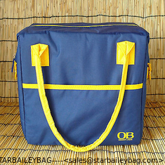 China Insulated cooler blue bag yellow strap for picnic with one outer pocket supplier