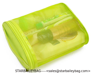 China New cometics make up purse washing bag plain mesh transparent see through fabric supplier