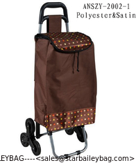 China STB 6 Wheels Trolley Shopping Bag Easy For Stair Climber, Zipper Pockets Back Side supplier