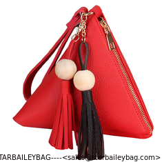 China Girls Fashion Clutch Purse Wallet Triangle Wristlet Purse PU Leather Women's Bag supplier