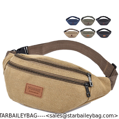 China Casual Small Bum Bags Outdoor Canvas Fanny Packs for Camping Waist Bag Leisure Waist pack for Men and Women supplier