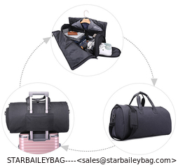 China Ready To Ship Foldable Travel Bag 600D Polyester Garment Suit Folding Business Duffle Bag Detachable Garment Rolling Sho supplier