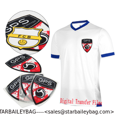 China Custom DTF Flock Logo for polo tshirt Digital Transfer Film Soccer Jersey Series Heat Press Football Clothing Stickers supplier