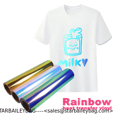 China Custom Rainbow Heat Transfer Vinyl iridescent chameleon htv T-shirt iron on digital transfer films supplier