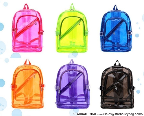 Color full clear PVC backpack supplier