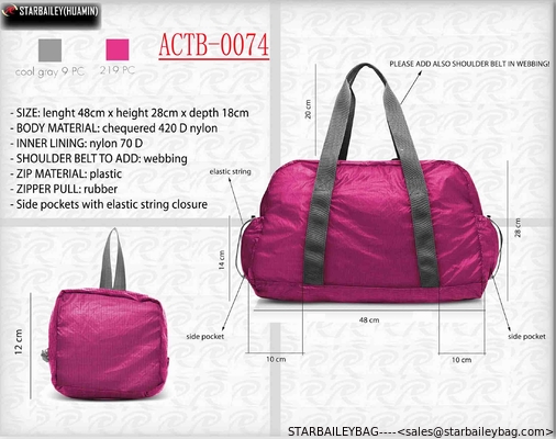 420D nylon foladble tote hand bag-travel bag-fashinal luggage-gift promotional bag supplier