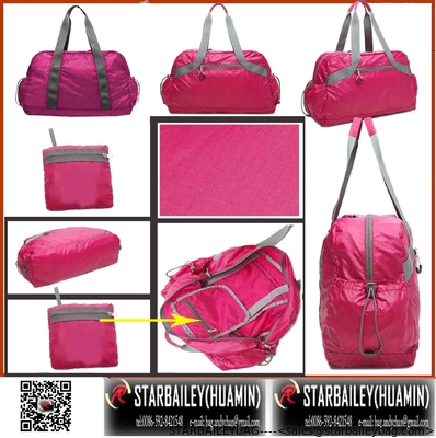 420D nylon foladble tote hand bag-travel bag-fashinal luggage-gift promotional bag supplier