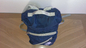 600D polyester Vintage Blue brown Label Backpack Bag--new design bag supplier