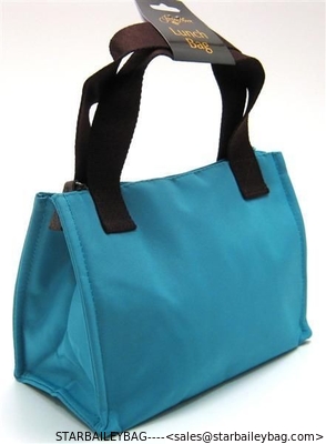 Custom cooler tote insulated LUNCH BAG ~ LUNCH TOTE TURQUOISE  BROWN   MEDIUM TOTE LUNCH BAG SUPPLIER supplier