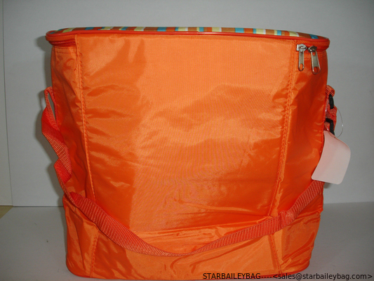 Insulated 2 Piece Orange collapsible cooler bag Striped Cooler & Thermos Bags NEW Great for Beach camping supplier