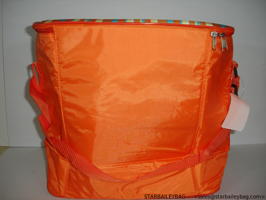 Insulated 2 Piece Orange collapsible cooler bag Striped Cooler &amp; Thermos Bags NEW Great for Beach camping supplier