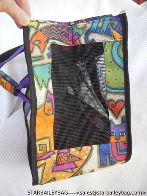 Laurel Burch Cat Carrier Bag, Soft ADORABLE CAT PRINT Fabric tote, Nylon & Mesh animal bag supplier