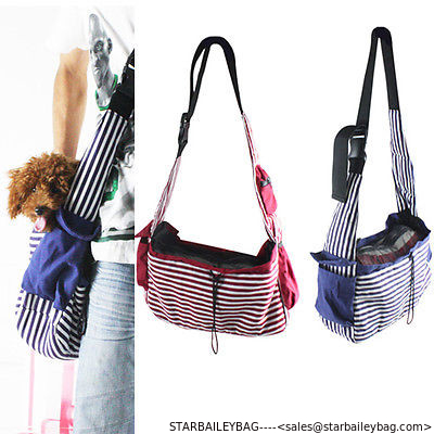 Striped Canvas Sling Bag Pet Carrier For Dog/Cat Travel Bag Red,Blue supplier