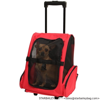 Trolley Pet Carrier Dog bag Cat Rolling Backpack Travel Tote Bag supplier