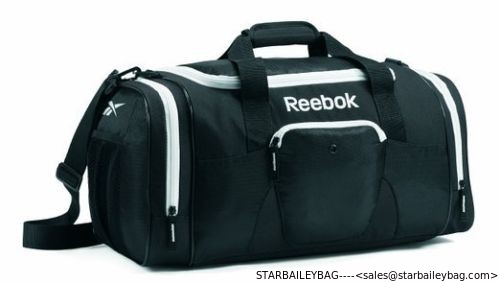 polyester 21" Duffel Travel Gym Sport Bag - Black / White New travel shoes bag supplier