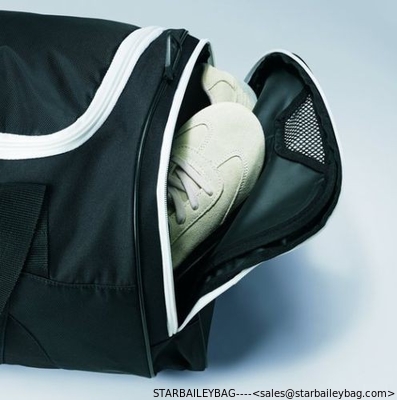 polyester 21" Duffel Travel Gym Sport Bag - Black / White New travel shoes bag supplier