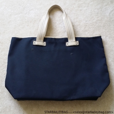 Women Teavel Bag Nylon Large Shopping Tote Bag Dark Navy Leather Straps handbag supplier