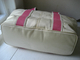 canvas handbag hight quality Tote White Satin Nylon and Pink Webbing Tote Bag supplier