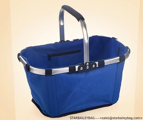 Metal Handle shopping basket bag with 210D polyetser lining rubber feet stand supplier