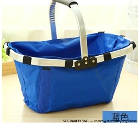 Metal Handle shopping basket bag with 210D polyetser lining rubber feet stand supplier