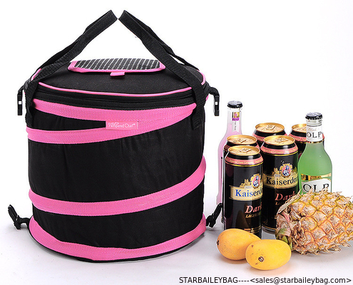 840D collapsible tube lunch bag, elastic strips around cooler bag for for the cooler bag supplier