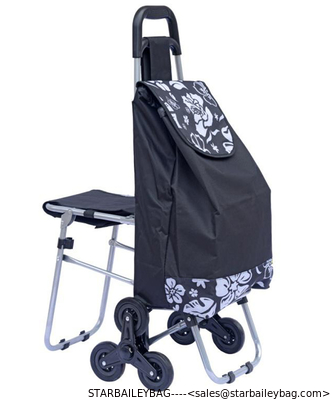 Stair Climbing Rolling Shopping Trolley Dolly Multipurpose Laundry Utility Cart with Seat-outdoor chair bag supplier