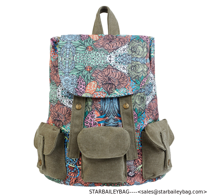 Fashional Canvas Backpack For Women & Girls Casual colorfull Book Bag For school Daypack supplier