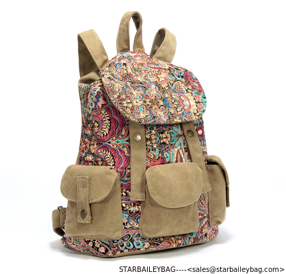 Fashional Canvas Backpack For Women & Girls Casual colorfull Book Bag For school Daypack supplier