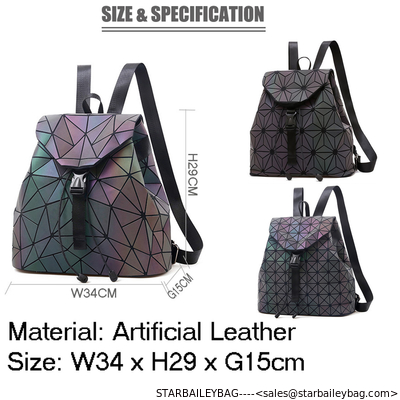 Ready To Ship Laser Geometric Backpack China Supplier Holographic Bag PU Leather OEM Fashion Bag Supplier supplier