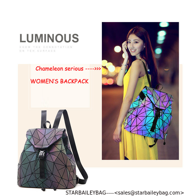 Ready To Ship Laser Geometric Backpack China Supplier Holographic Bag PU Leather OEM Fashion Bag Supplier supplier