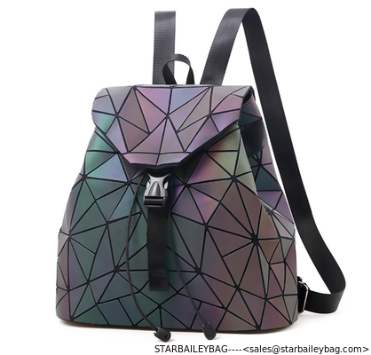 Ready To Ship Laser Geometric Backpack China Supplier Holographic Bag PU Leather OEM Fashion Bag Supplier supplier