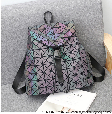 Ready To Ship Laser Geometric Backpack China Supplier Holographic Bag PU Leather OEM Fashion Bag Supplier supplier