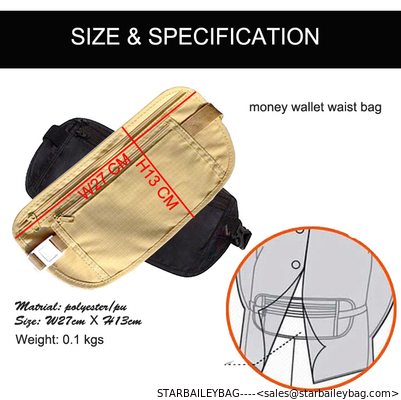 Ultra Thin Waterproof Money Belt Travel Waist Bag traveling nylon business passport fanny pack bum bag supplier