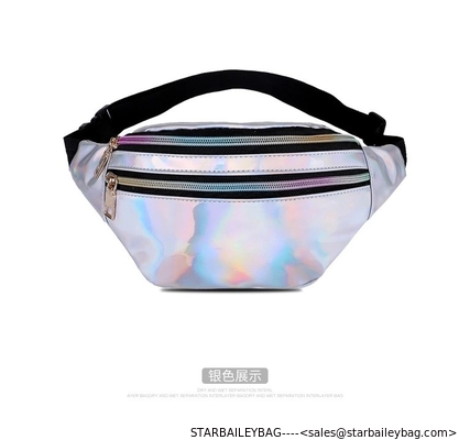 Adjustable Belt Bag Travel Bucket Chest Bag Waterproof Laser Geometric Waist Pouch Purse Girly Fanny Pack Waist Bag supplier