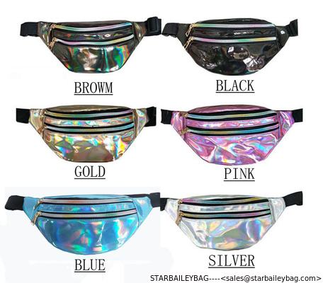 Adjustable Belt Bag Travel Bucket Chest Bag Waterproof Laser Geometric Waist Pouch Purse Girly Fanny Pack Waist Bag supplier