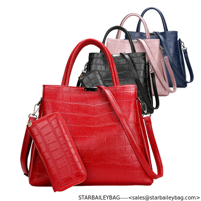 Ladies Handbags Sets Leather Top Handle Handbag Clutches 2pcs In 1 Sets Women Totes Bag Sets supplier