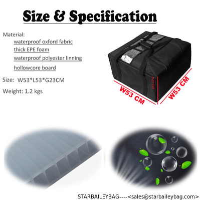 18" Pizza Delivery Bags Insulation Waterproof Picnic Bags Hollowcore Board Construction Food insulated cooler bag supplier