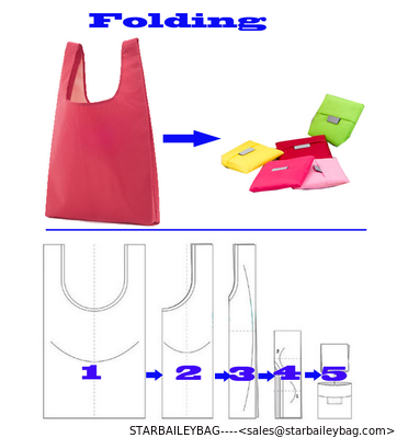 Custom 210D Polyester T-Shirt Bag Solid Color foldable shopping bag 15 color mix Foldable Promotional Totes Bag supplier