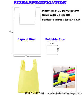 Custom 210D Polyester T-Shirt Bag Solid Color foldable shopping bag 15 color mix Foldable Promotional Totes Bag supplier