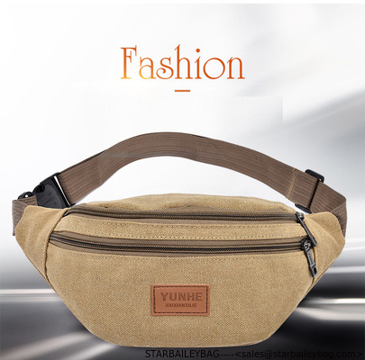 Casual Small Bum Bags Outdoor Canvas Fanny Packs for Camping Waist Bag Leisure Waist pack for Men and Women supplier