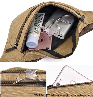 Casual Small Bum Bags Outdoor Canvas Fanny Packs for Camping Waist Bag Leisure Waist pack for Men and Women supplier